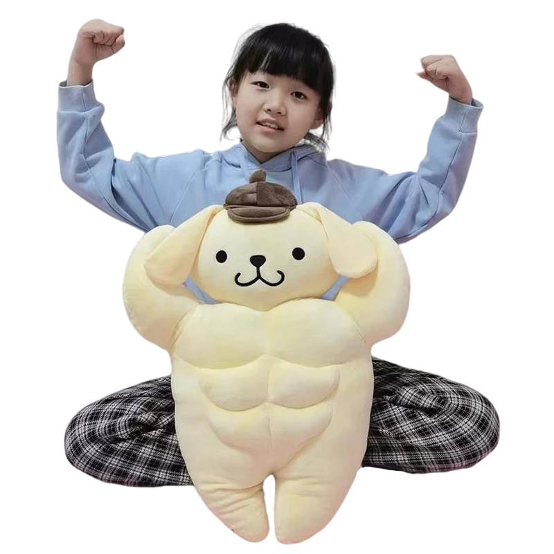 

Плюшевая кукла Sanrio с помпоном пурином, смешная мягкая набивная Подушка с мускулами, милый подарок для девушки на Рождество, День Святого Вал...