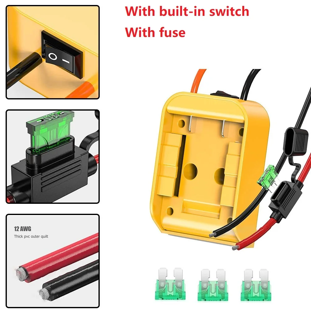 1pc Battery Adapter With Fuse And Built-in Switc For Dewalt 18V/20V Max Battery Adapter Dock Power Connector DCB205 enlarge
