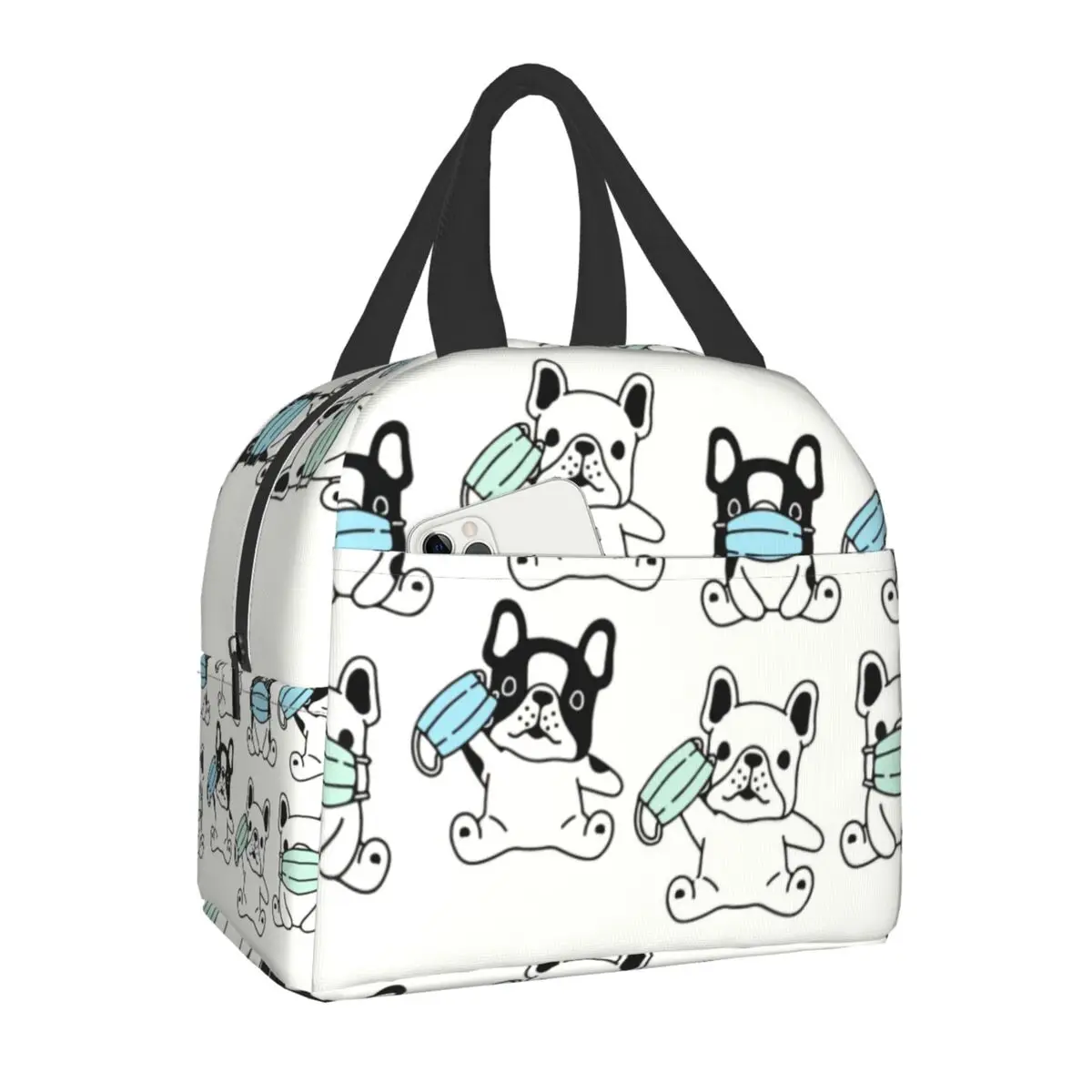 

Изолированная сумка-тоут для ланча с изображением французского бульдога для женщин, переносной термо-охладитель для любимых собак, коробка...