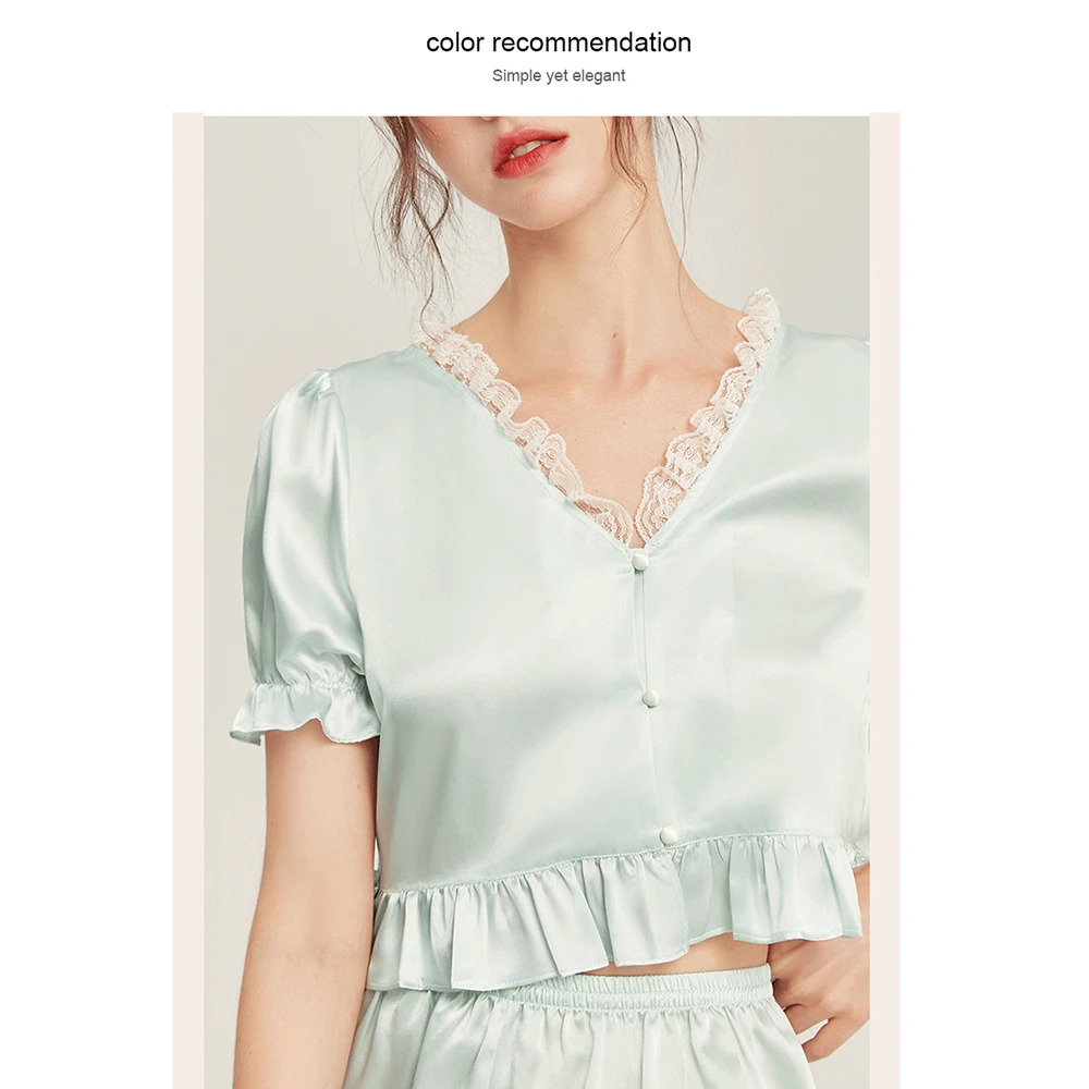 LiliRoms New 22 Momme100% Silk Pajamas Set Sleepwear Luxury Natural Silky Shorts Sleep Women's Clothing For Your Love Gift