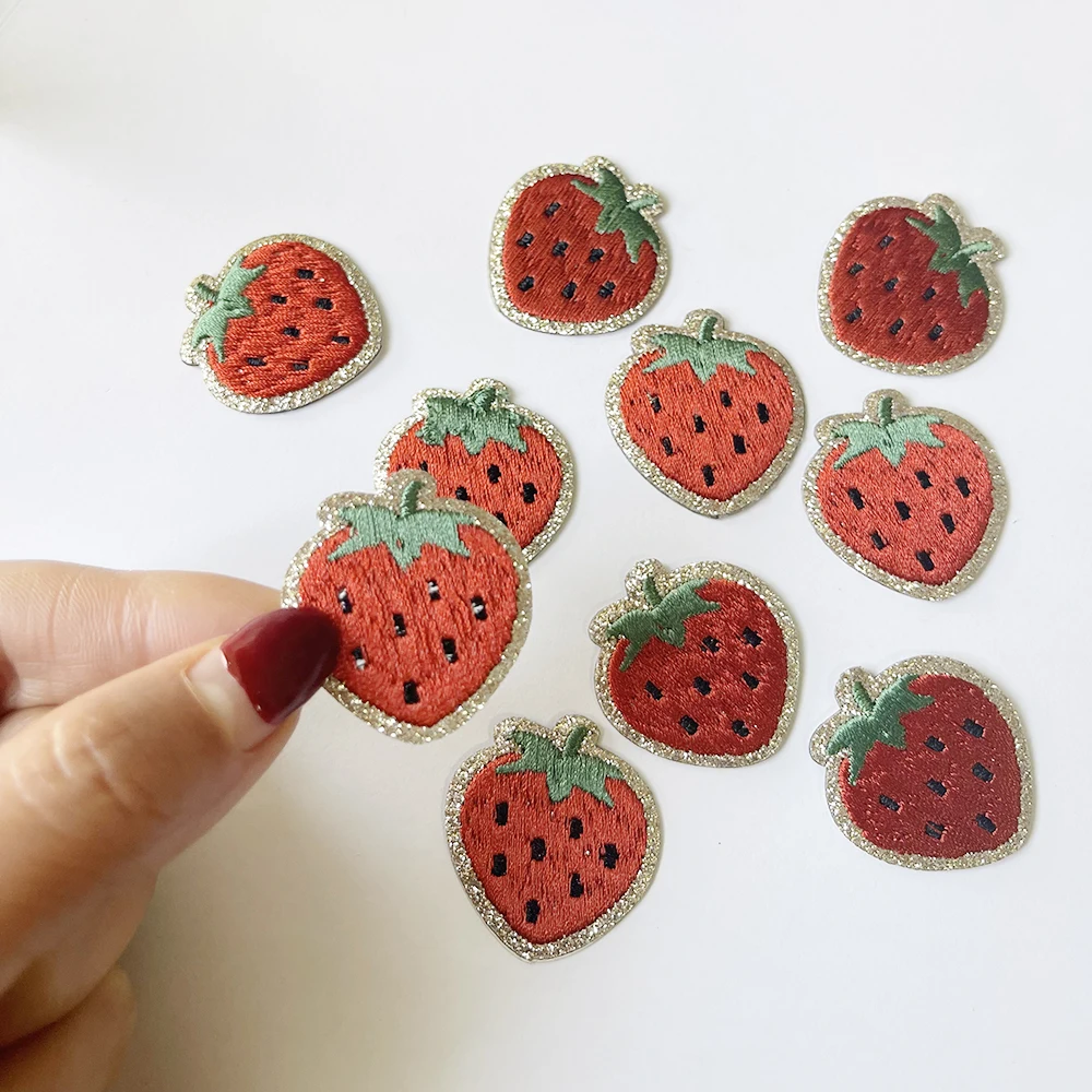 

Cheap 10pcs/lot Glitter Strawberry Fish Fox Patch Baby's Clothing Patches Hairclip Decoration Small Applique Iron On Patch