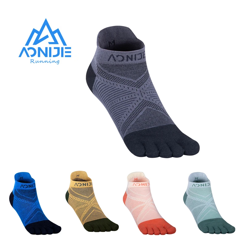 

2022 New One Pair AONIJIE E4824 Coolmax Sports Low Cut Athletic Toe Socks Breathable Five Toed Barefoot Running Marathon Race