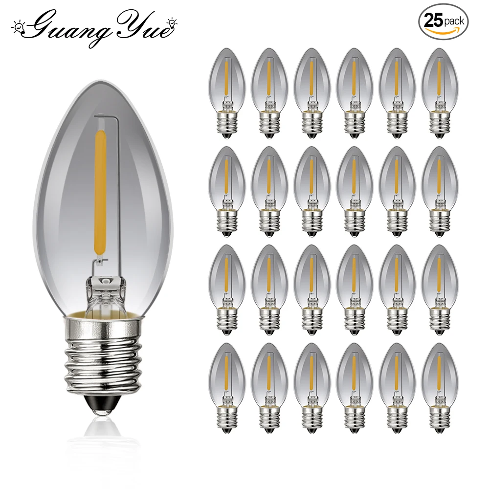 

25pcs Vintage LED Decorative Bulbs E14 E12 Dimmable LED Candle Bulb Elegant Gray Glass Candelabra Light Bulbs for Street Garland