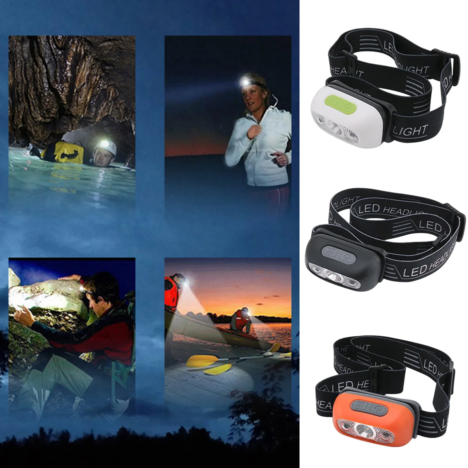 

Induction Camping Headlights 5W 1000mAh Outdoor Head Torch USB Charging 4 Modes Strong Light IPX5 Waterproof for Hiking Travel