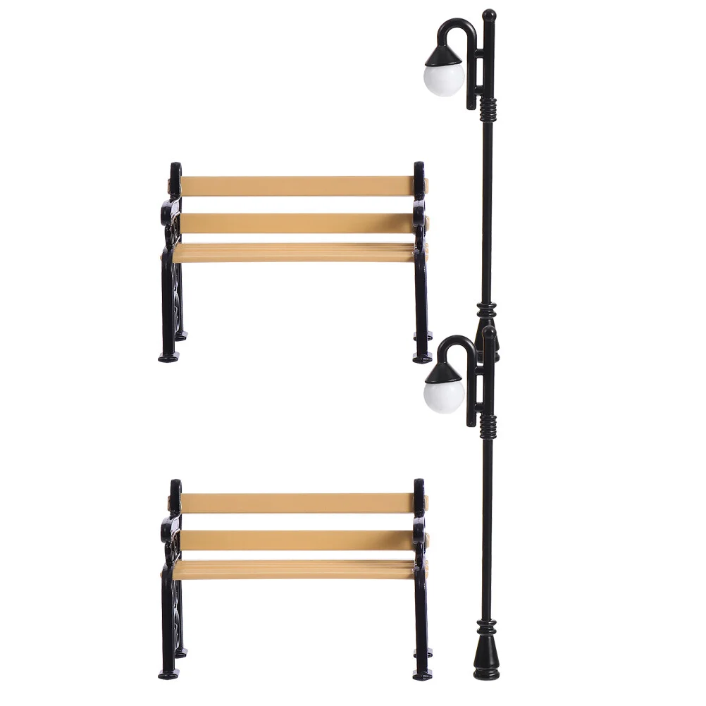 

Micro Light Miniature Benches House Furniture Street Posts Decor Ornaments