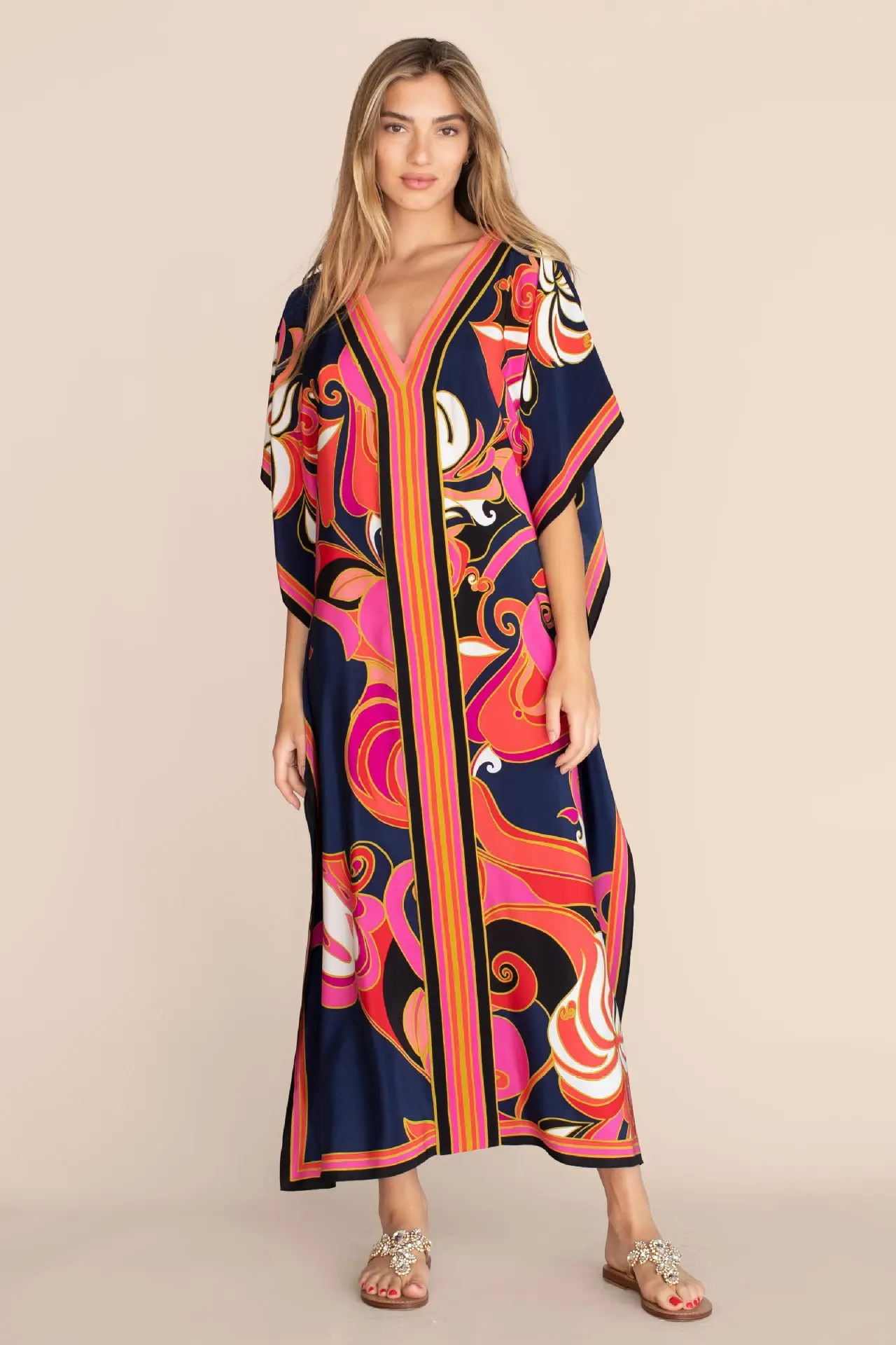 

Printed Kaftans for Women Beach Cover Up Seaside Maxi Bohemian Dresses Beachwear Pareo Bathing Suits Factory Supply Dropshipping