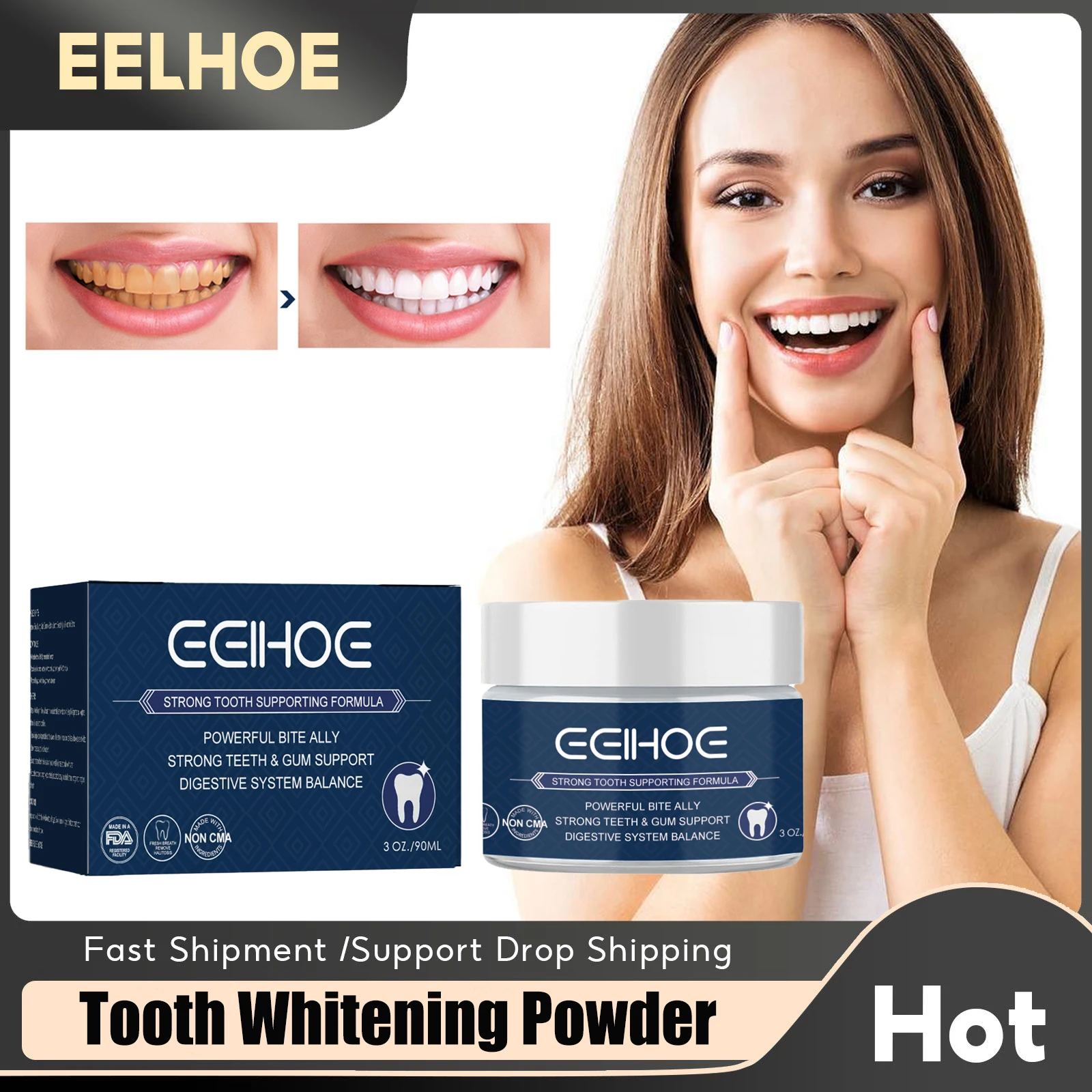 

Teeth Whitening Powder Colour Corrector Removes Smoke Coffee Stains Fresh Breath Oral Hygiene Deep Cleansing Dental Care Tools