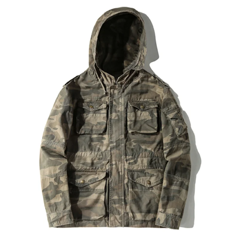 

Autumn Hooded Winter Coats Outdoor Military Camouflage Mens Jackets Safari Male Topcoats European and American Style