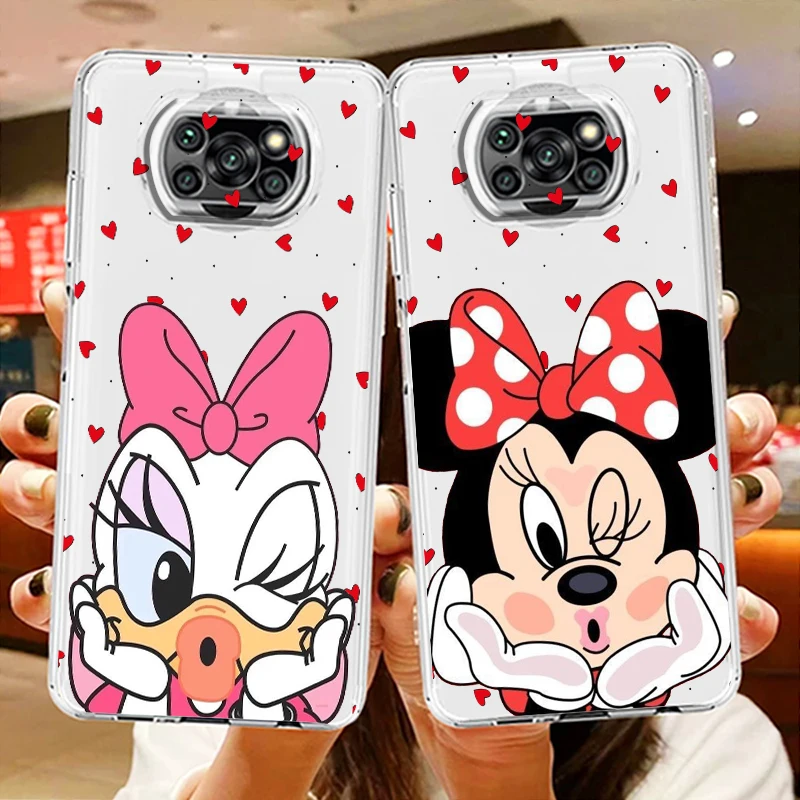 

Mickey Minnie Mouse Transparent Phone Case For Xiaomi Mi Poco X5 X4 X3 NFC F4 F3 GT M5s M4 M3 Pro C55 C50 5G