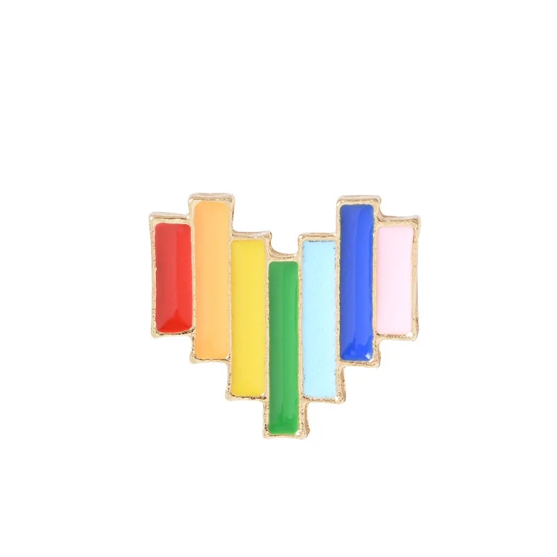 

Cartoon Rainbow Denim Color Love Pins Accessories Clothing Backpack Alloy Brooch Enamel Lapel Pins Badge Wholesale