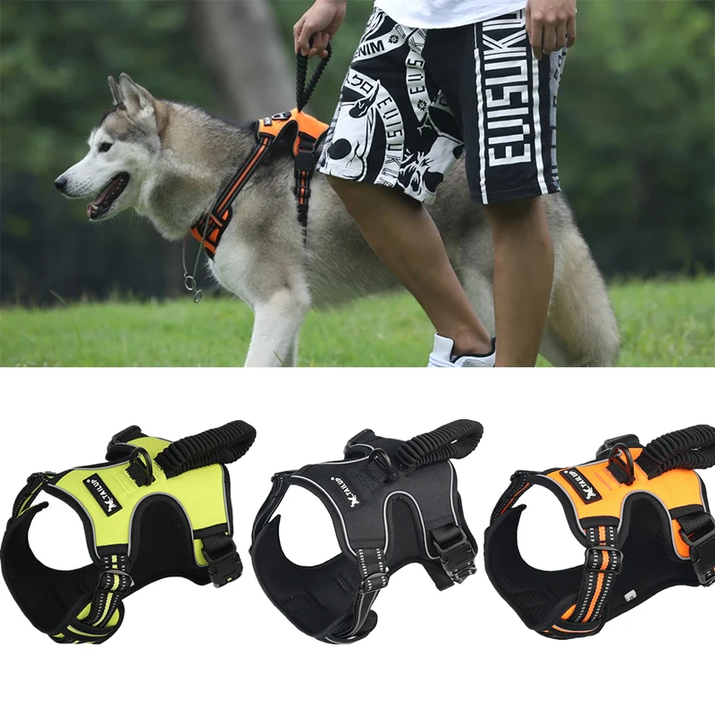 

Светоотражающий Жилет для собак, воздухопроницаемая шлейка без вытягивания, для бега на открытом воздухе, обучения малым, средним и большим...