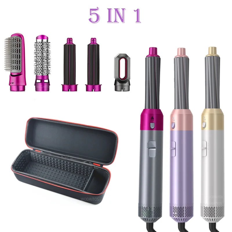 

Hir Val Elektrische Föhn 5 In 1 Haar Kam Negatieve Ionen Stijltang Borstel Föhn Air Afneembare Wrap Curling wand Brush