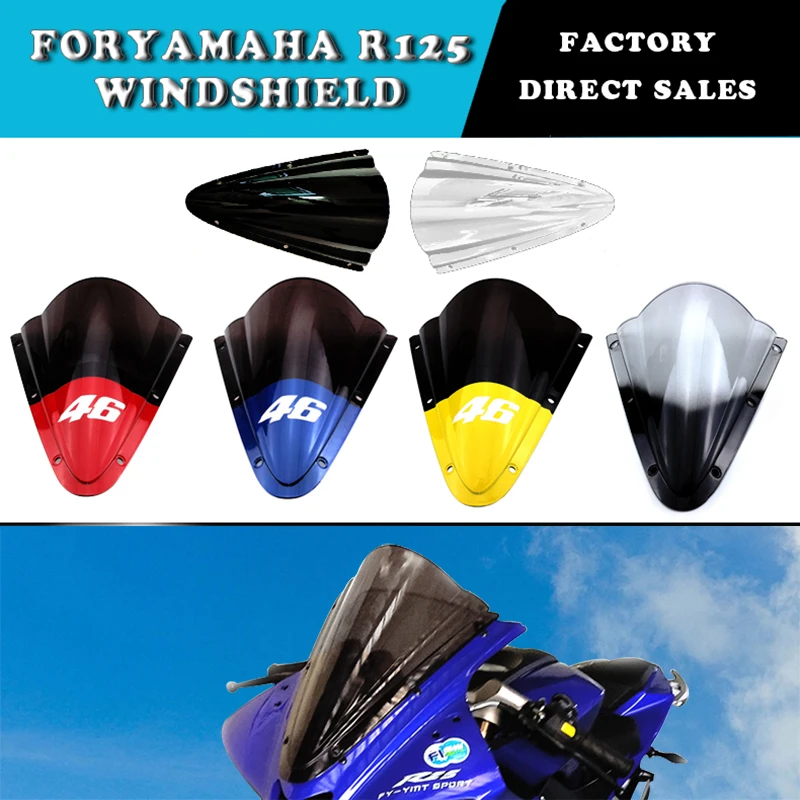 

For Yamaha yzf r125 Windscreen Smoke Iridium For Yamaha R125 2008-2018 Windshield Wind Screen Competitive Wind Shield Accessorie