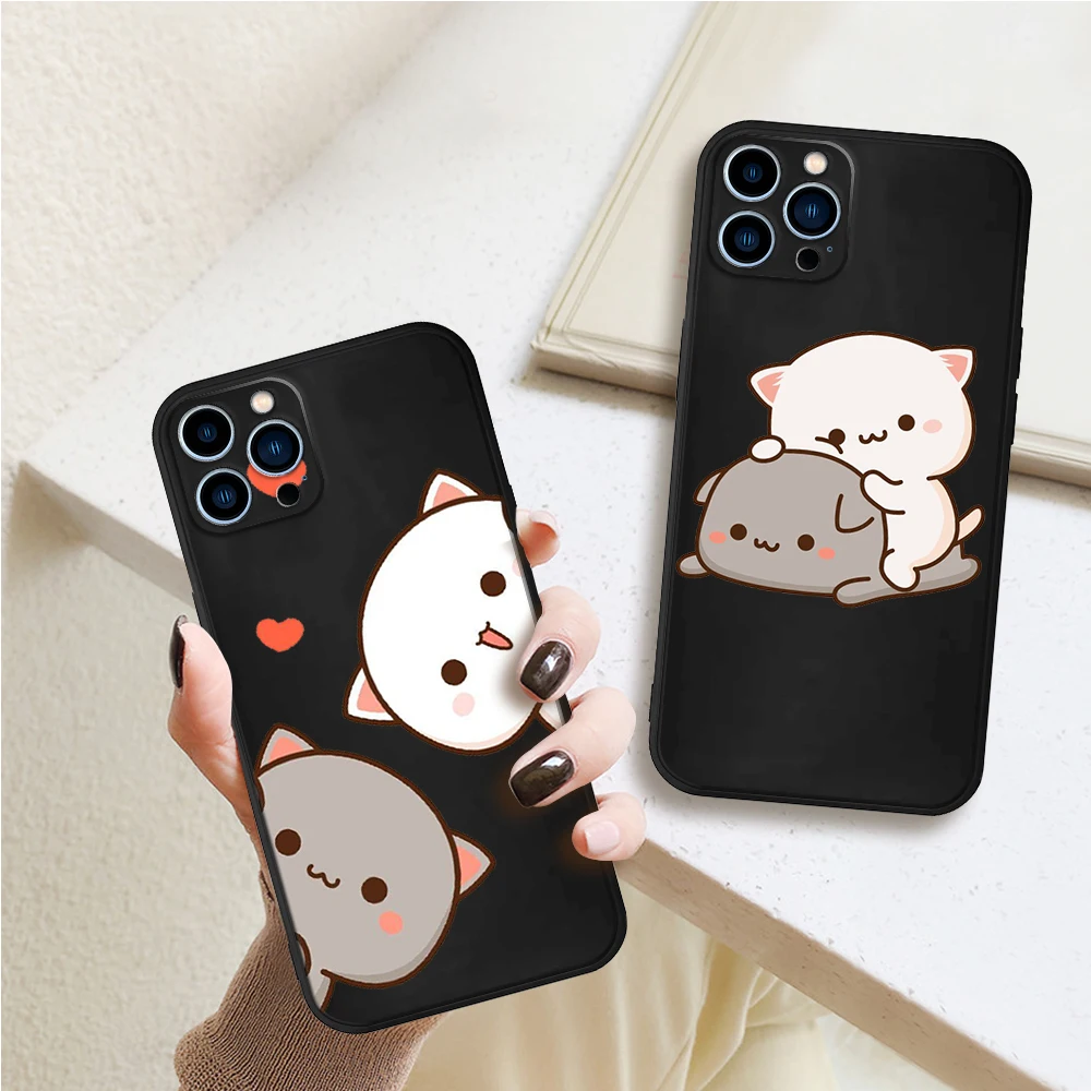 

Чехол для телефона Peach Mochi Cat Cartoon для iPhone 11 12 13 Pro mini pro XS MAX 8 7 6 6S Plus X 5S SE 2020 XR 13 promax