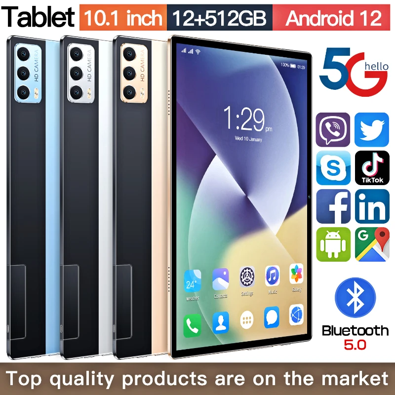

Original 10.1 Inch Android12 Tablet PC12GB 512GB MTK6797 48MP Support Wifi 10 Core 5G Network Full Touch Screen GPS Google Play