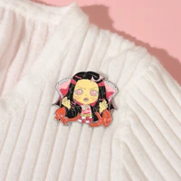 anime kamado nezuko enamel pins demon slayer vintage lapel badge backpack decorative brooches for woman friend jewelry pin