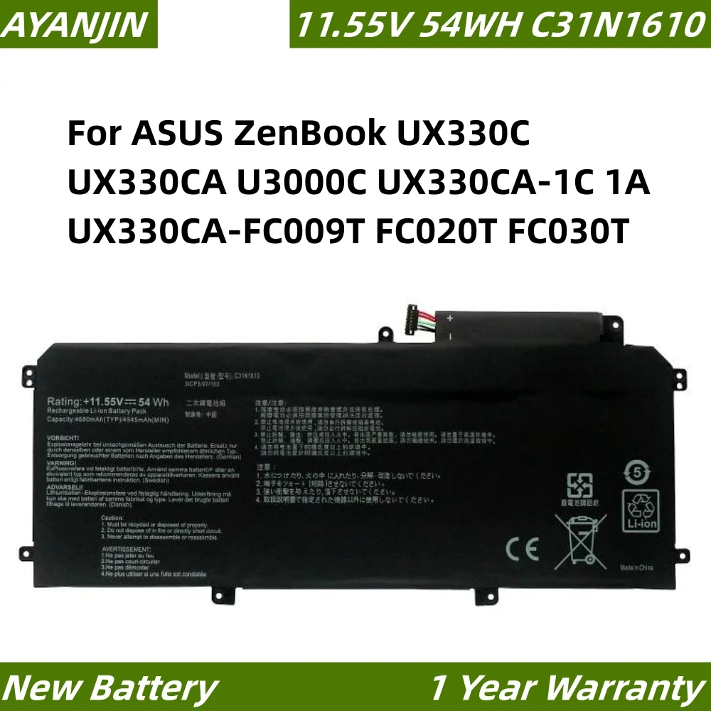 C31N1610 11 55 В 54 Втч аккумулятор для ASUS ZenBook UX330C UX330CA U3000C UX330CA-1C 1A UX330CA-FC009T FC020T FC030T 0B200-
