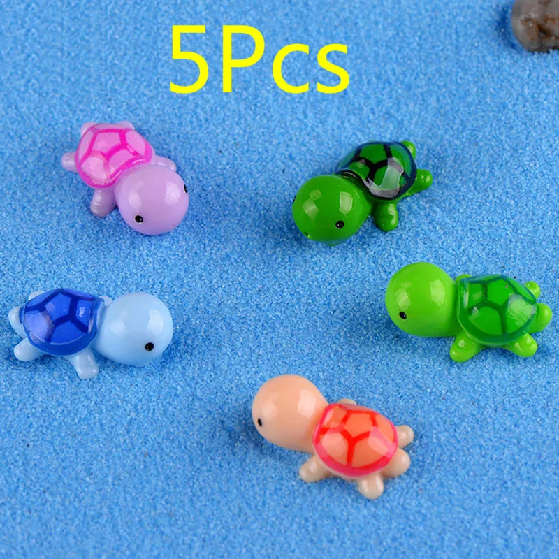

5Pcs Mini Turtle Miniature Figurines Dollhouse Bonsai Garden Micro Landscape Decor fairy garden miniatures Multicolor