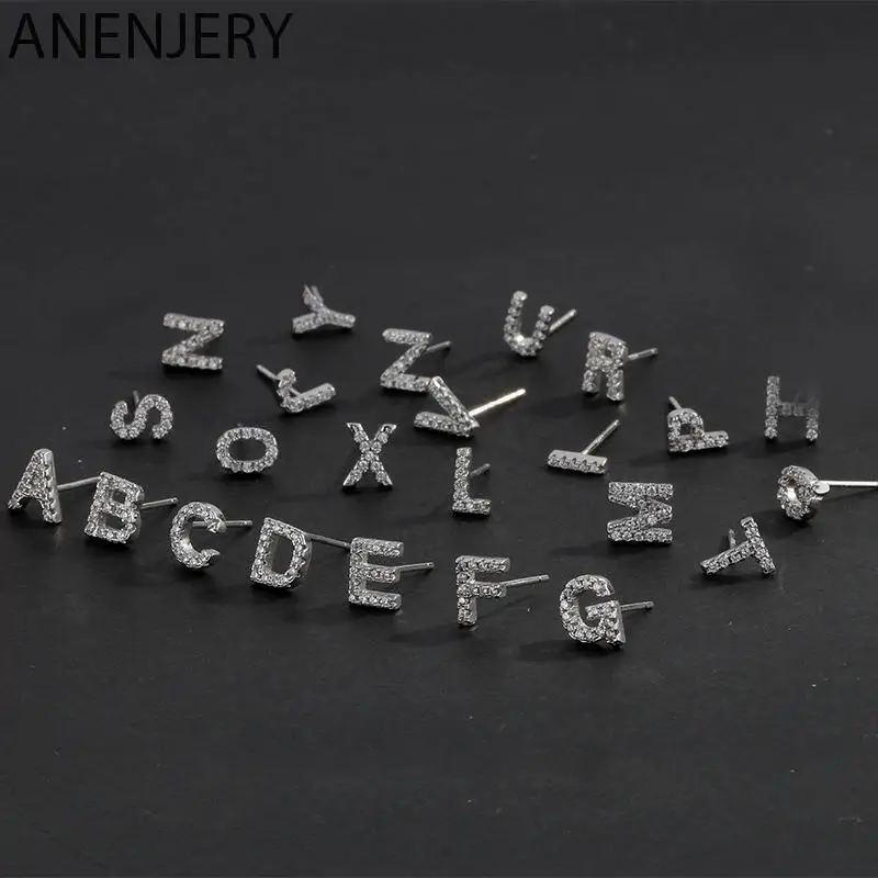 

Женские серьги-гвоздики в виде букв алфавита ANENJERY, серебристого цвета