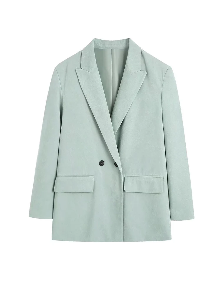 

2022 Summer Women Casual Blazers Coats Solid Loose Double Breasted Female Elegant Fashion Street OL Blazer Outerwear