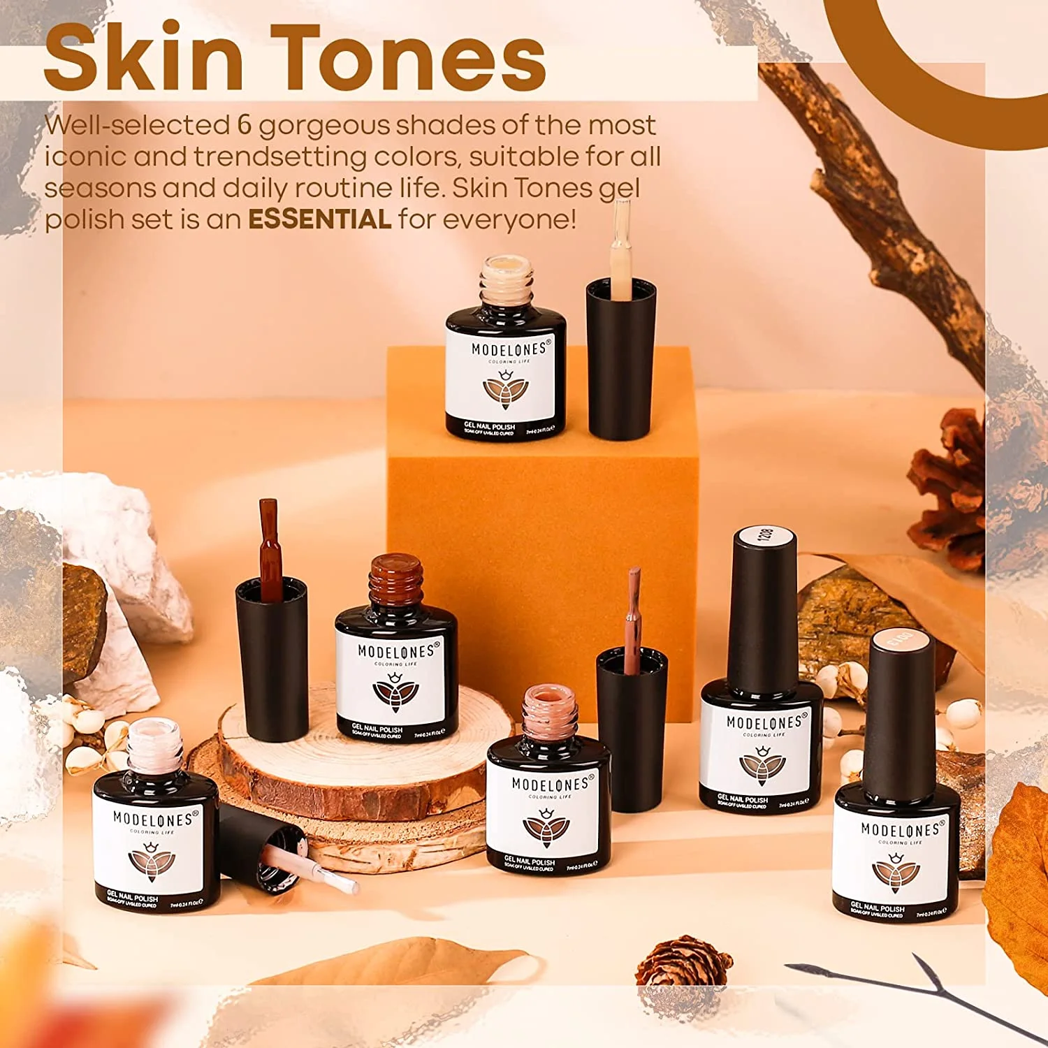 Гель-лак для ногтей Modelones 6 шт./коркор. серия розовых цветов маникюр верхнее