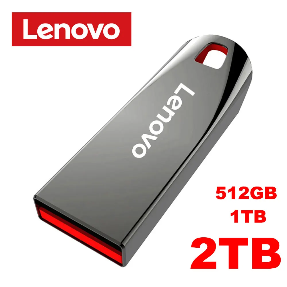 

Флэш-накопители USB Lenovo 2 ТБ, металлическая мини-флешка с реальной емкостью, черная, креативный Деловой Подарок, серебристый накопитель