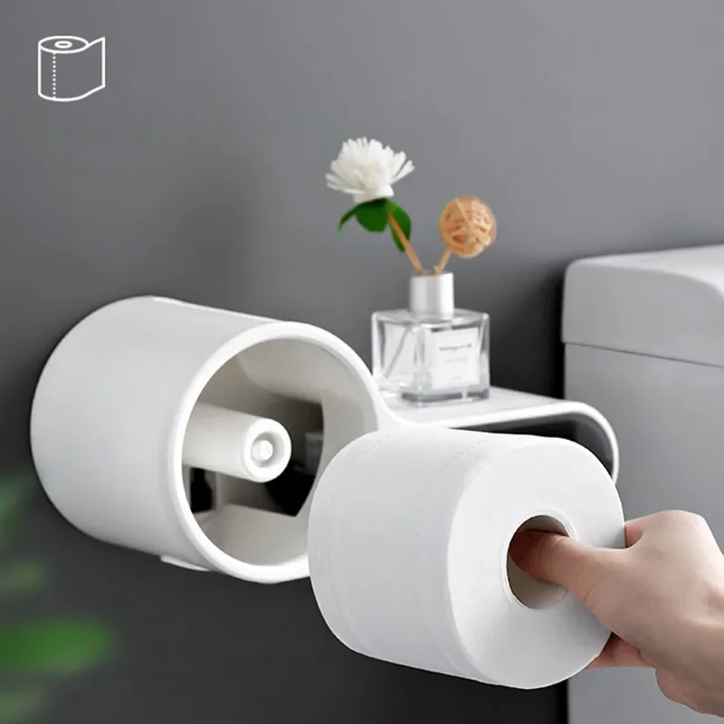 

Wall Mounted Tissue Box Multifunctional Bathroom Storge Rack Toilet Paper Holder Plastic Box Waterproof Bathroom Storage Shelf