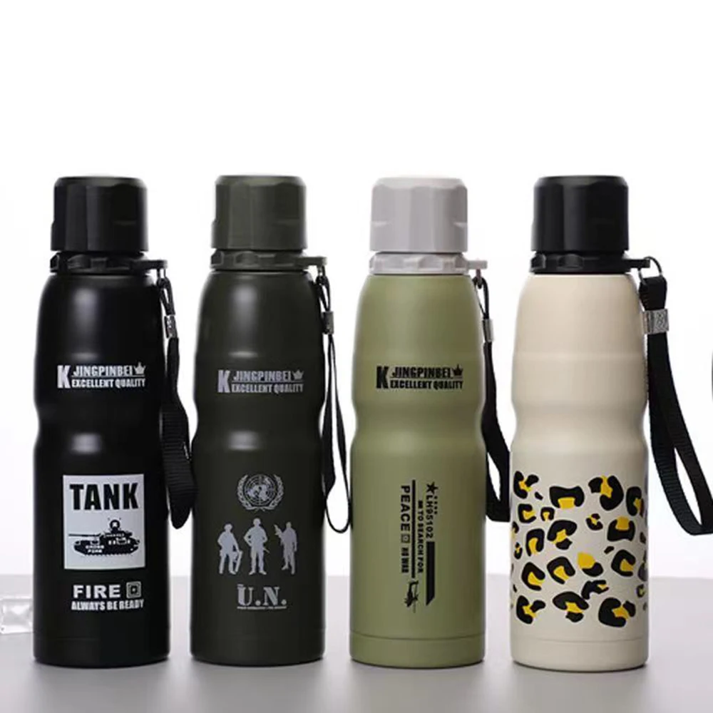 

Thermos Travel Sports Water Bottle Army Green Camping General 304 Stainless Steel Double Layer Vacuum Cool Insulation Water Cup
