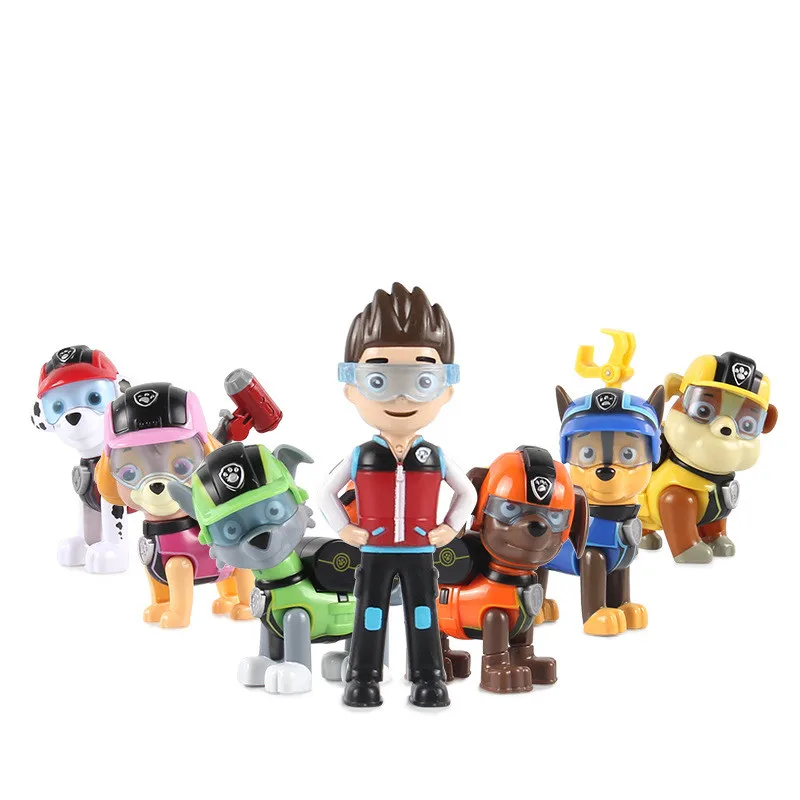 

Paw patrol 7pcs/set Toys Dog Can Deformation Toy Captain Ryder pat patrouille birthday Action Figures Toys for Children Gifts