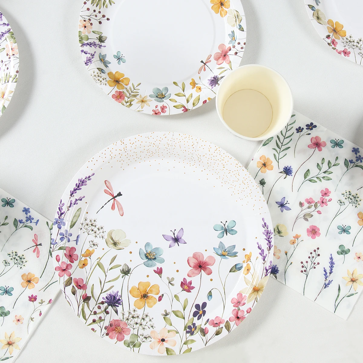 Одноразовые столовые приборы в виде диких цветов тарелки чашки украшения для дня