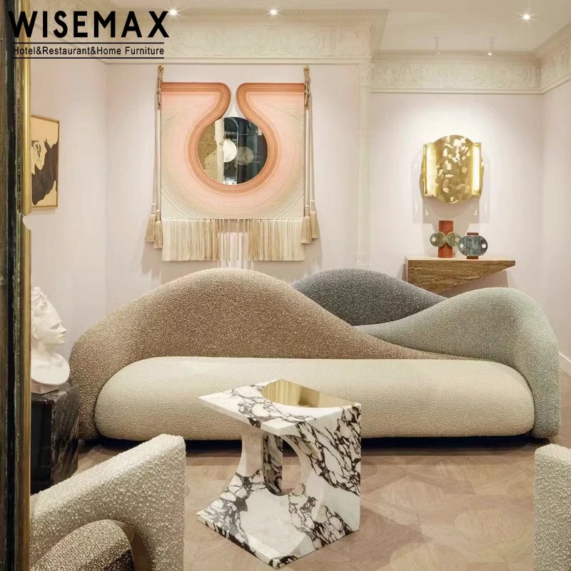 Фото Диван для приема WISEMAX МЕБЕЛЬ Роскошная дизайнерская мебель Диваны для гостиной Бархатная ткань Изогнутые задние ножки меньше Mo №3