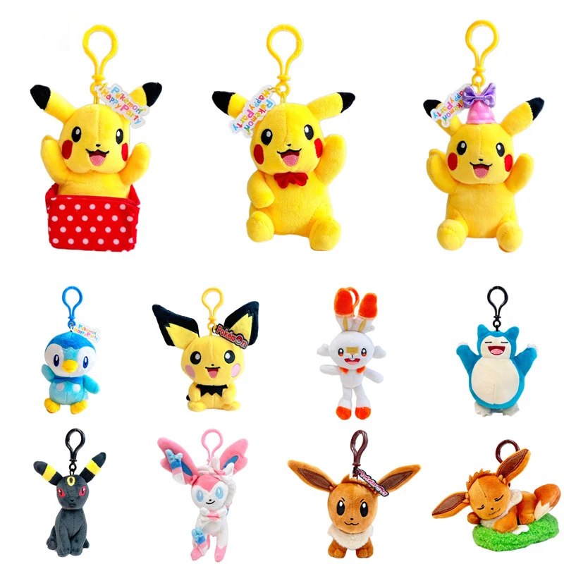

Pokemon Cartoon Pocket Monsters Pikachu Eevee Key Chain Boys and Girls Schoolbag Cute Pendant Magic Decoration Colorful Gift