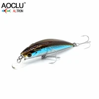 aoclu wobblers super quality 9 colors 50mm hard bait minnow crank popper stik fishing lures bass fresh salt water 12 vmc hooks