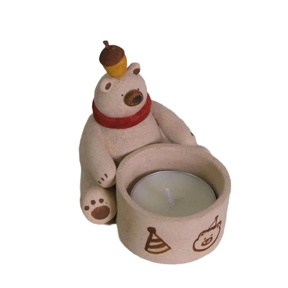 Креативный подсвечник с медведем украшения из смолы милые для дома гостиной