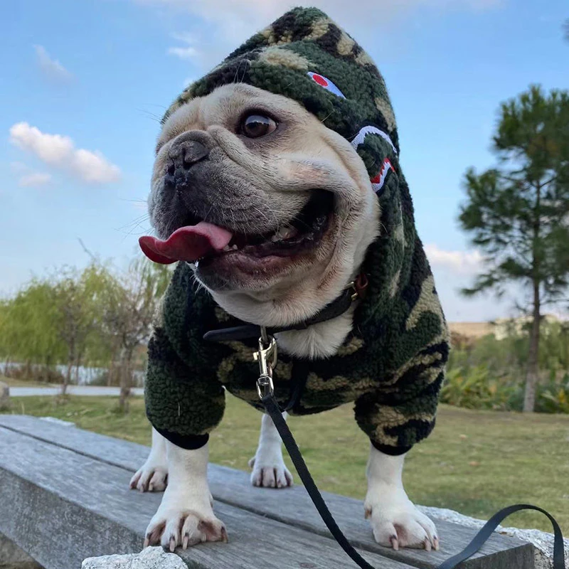 

Autumn Winter Dog Clothes With Hat Fashion French Bulldog Camouflage Jackets Coat For Small Pet Dogs Clothes Cute Pug