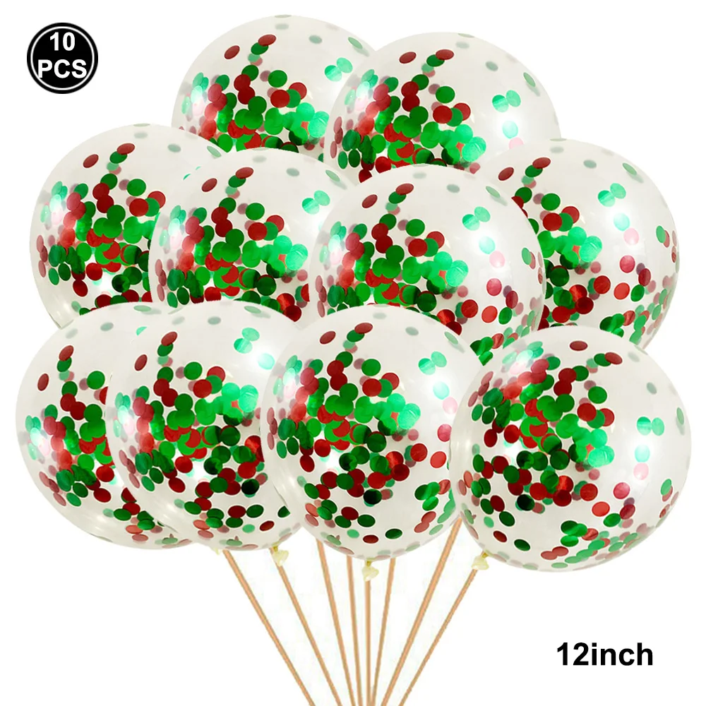 

10Pcs Fun Confetti Balloons Kit 12inch Transparent Sequins Party Latex Ballons for Kid Birthday Wedding Christmas New Year Decor