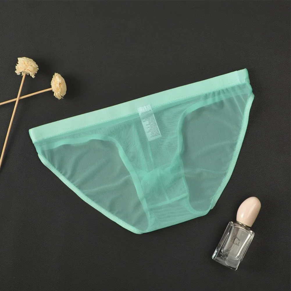 Трусы-брифы мужские сетчатые с низкой посадкой и выпуклым карманом