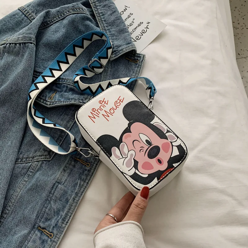 Disney Women Bag Girls Shoulder Bag Crossbody Bag Cute Cartoon Mickey Mouse Donald Duck Print Baby Phone Bag Mini Coin Purse