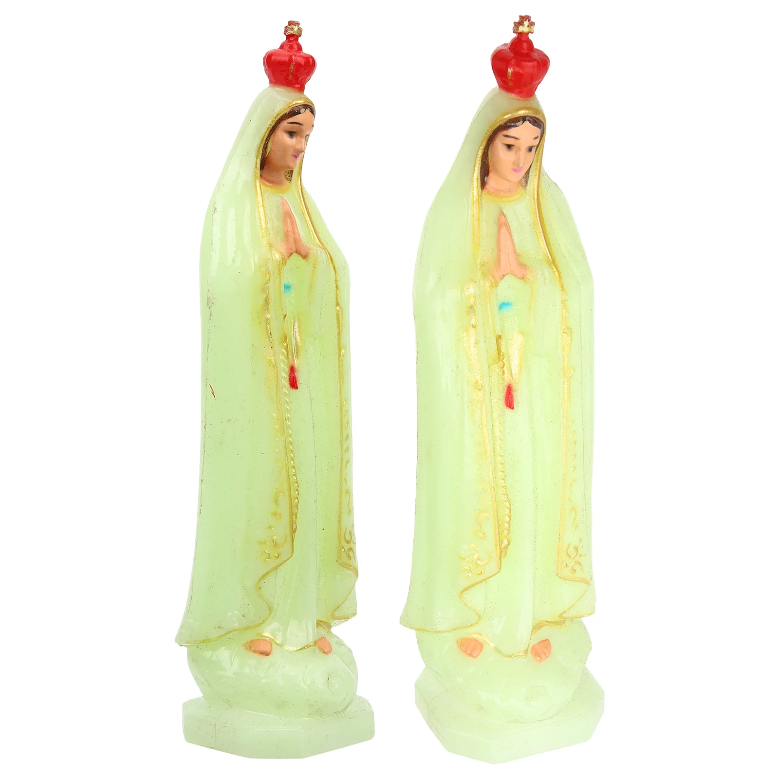 

2 Pcs Church Decoration Car Christ Statues Desktop House Accessories Home Madonna Figurine