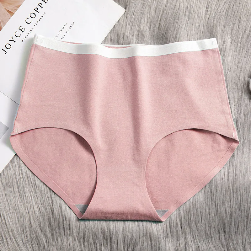 

New Long-staple Cotton Underwear Women's High Waist Belly Hip Seamless Breathable Antibacterial Large Size Fat Mm Belly Triangle