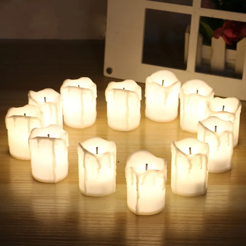 

6/12Pcs Flameless LED Candle Light Bright Battery Operated Tea Light with Realistic Flames Christmas Holiday Wedding Home Decor