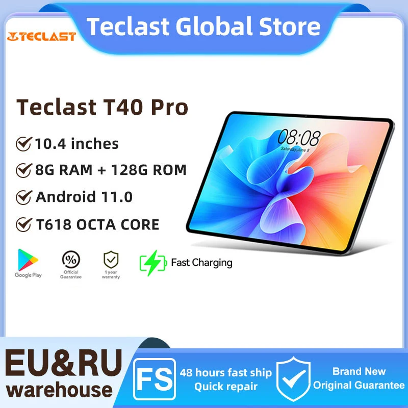 Teclast-Tableta T40 Pro, 8GB de RAM, 128GB de ROM, 10,4 pulgadas, 2000x1200, UNISOC, T616, ocho núcleos, red 4G, Android 12, carga rápida