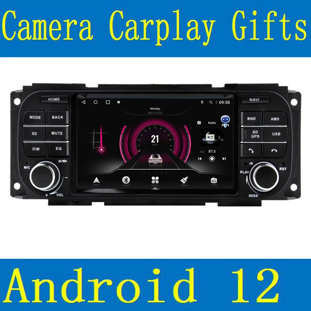 

Carplay Android 12 Car DVD Player for JEEP Grand Cherokee Liberty Wrangler Chrysler Dodge GPS Radio Stereo Camera NO DVD Wifi