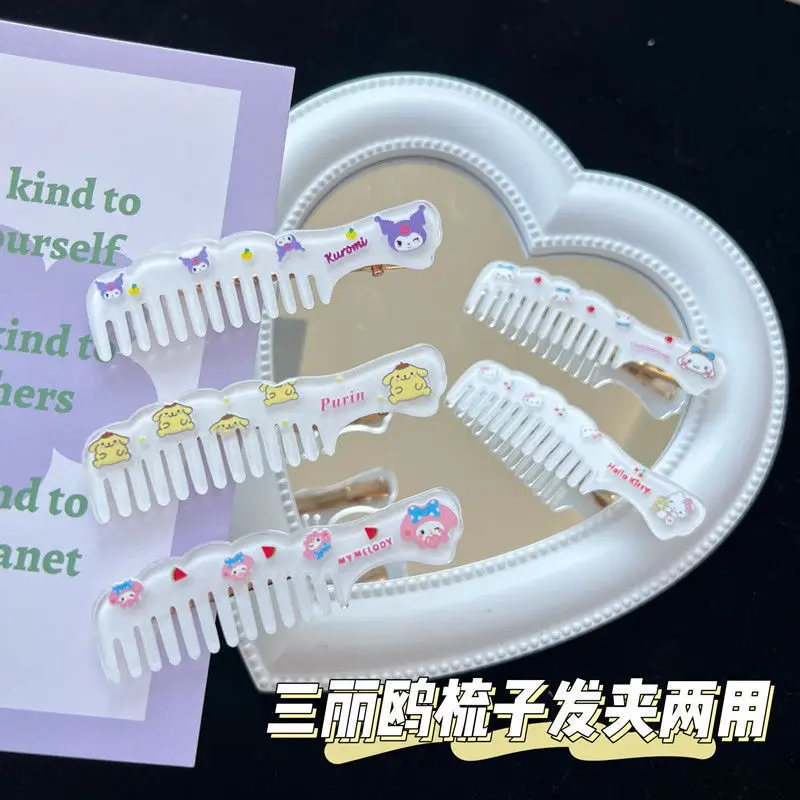 

Kawaii Hellokitty Small Comb Hair Clip Cinnamon Dog Melody Cute Girl Heart-shaped Bangs Clip Shredded Hair Organizer Headdress