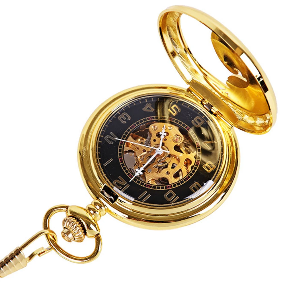 Carved-Eagle Mechanical Pocket Watches Necklace Pendant Clock Chain Festivals Birthday Gift