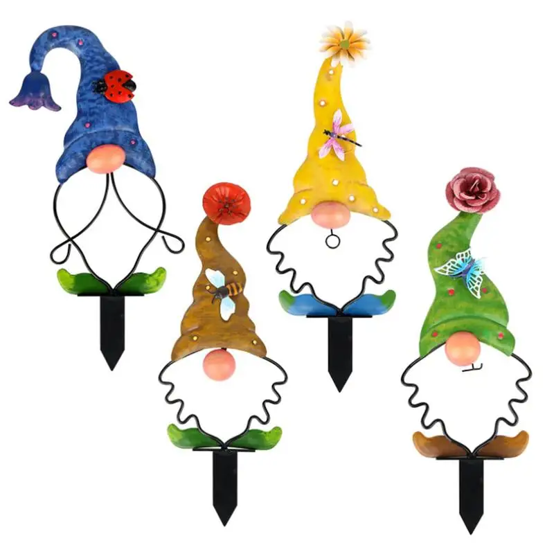 

4 шт., декоративные садовые стойки в виде гнома