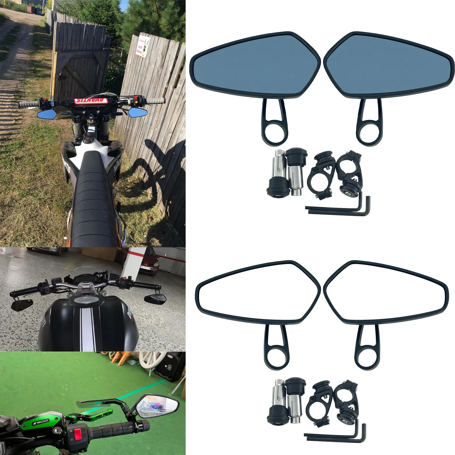 Зеркало заднего вида с алюминиевой ручкой 7/8 дюйма 22 мм