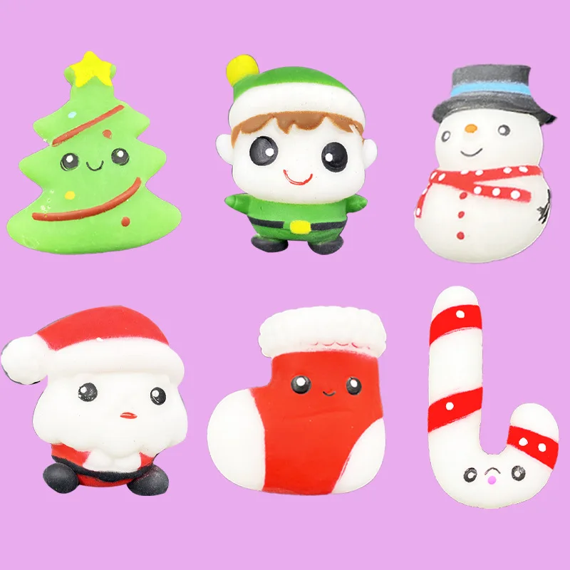 

Рождественская сжимаемая игрушка-антистресс Mochi, сжимаемые игрушки Санта-Клаус, милые сжимаемые игрушки-антистресс для детей, подарок на Ро...