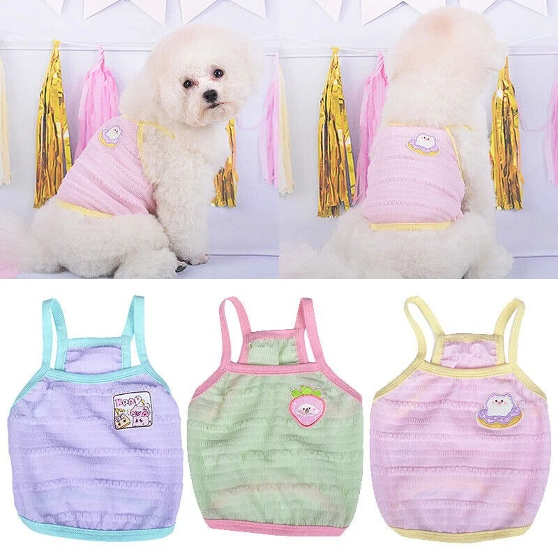

Pet Cartoon Vest Pleated Suspender Vest Puppy Dog Cat Clothes Costume
