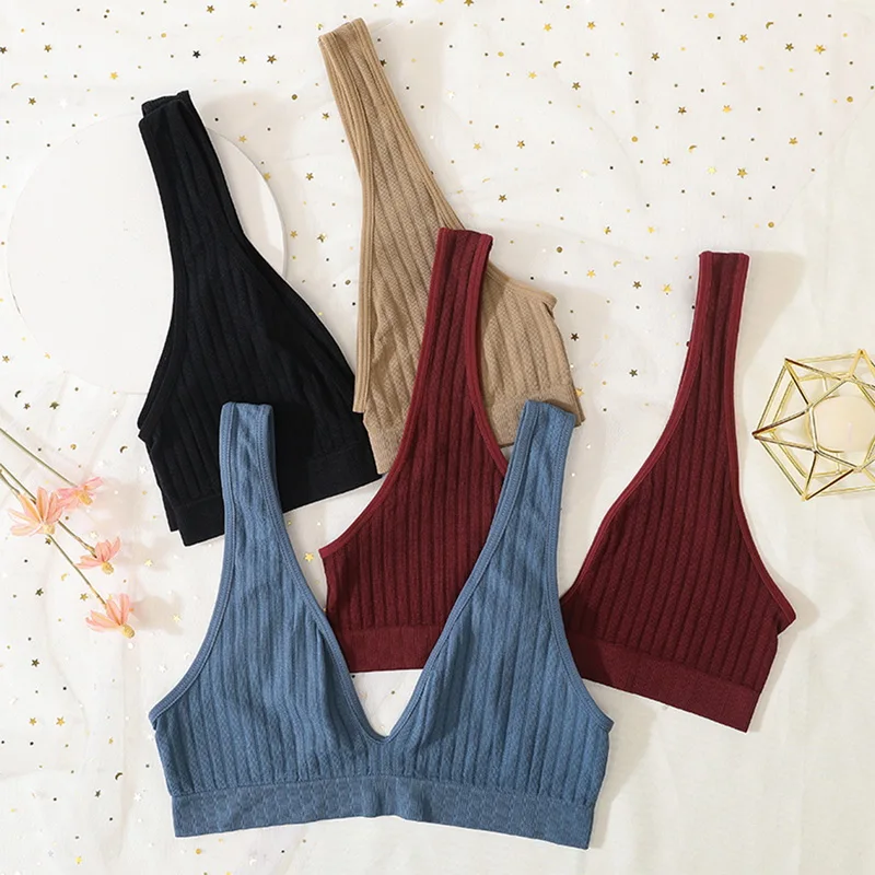 Бесшовный бюстгальтер спортивные бюстгальтеры для женщин с глубоким V-образным